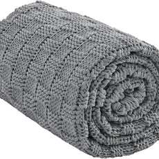 Knitted Weighted Blanket for Adult, No Beads Heavy Blanket 50” x 60'' 10lbs, Breathable Chunky Knit Blanket, Cooling Weighted Blanket for Hot Sleepers, Christmas Home Decor (Light Grey)