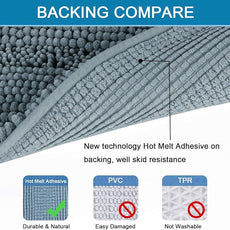 Non Slip Thick Shaggy Chenille Bathroom Rug Mat Set Extra Soft and Absorbent Striped Floor Rugs, 2 Piece, Machine-Washable