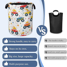 Cute Truck Laundry Basket,Foldable Oxford Cloth Laundry Hamper With Handle, 20.8