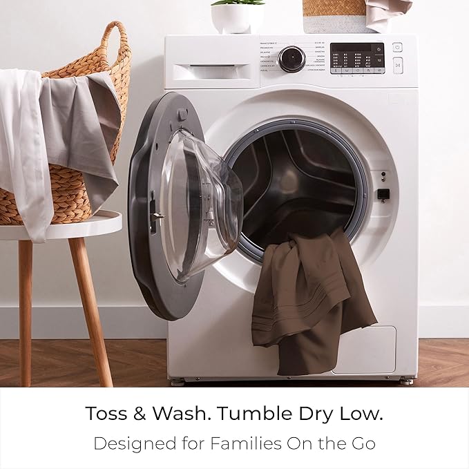 Mellanni Twin Sheet Set - 4-Piece Iconic Collection Bedding, (Including 2 Pillowcases), 16-Inch Deep Pocket, Easy Care, Extra Soft, Cooling Sheets, Brushed Microfiber - Brown