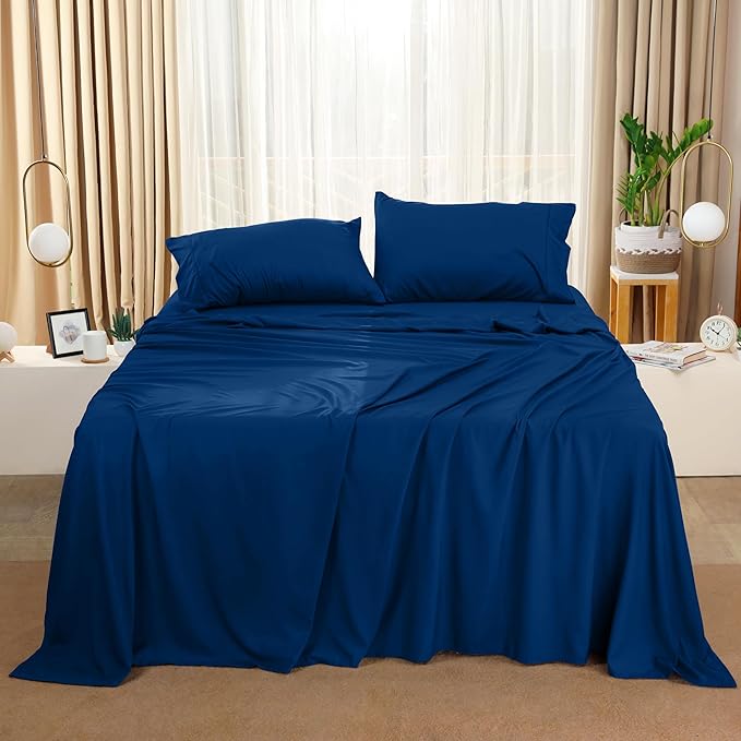 Utopia Bedding Full Sheet Set – 4 Piece Bed Sheets for Full Size Bed, Soft and Breathable Microfiber, Includes 1 Fitted Sheet, 1 Flat Sheet and 2 Pillowcases (Dusk Blue)