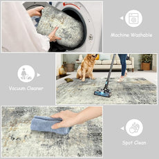 Lahome Modern Abstract Runner Rug - 2x8 Grey Hallway Long Bathroom Rugs with Rubber Backing, Kitchen Carpet Non Skid Indoor Floor Runners for Entryway Laundry Living Bedroom 2' x 8'