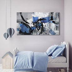 Abstract Canvas Wall Art: Large Wall Art Paintings for Living Room, Modern, Framed Artwork in Blue and Black -Bedroom, and Office Decorations for Work - Pictures for a Stylish Wall Decor