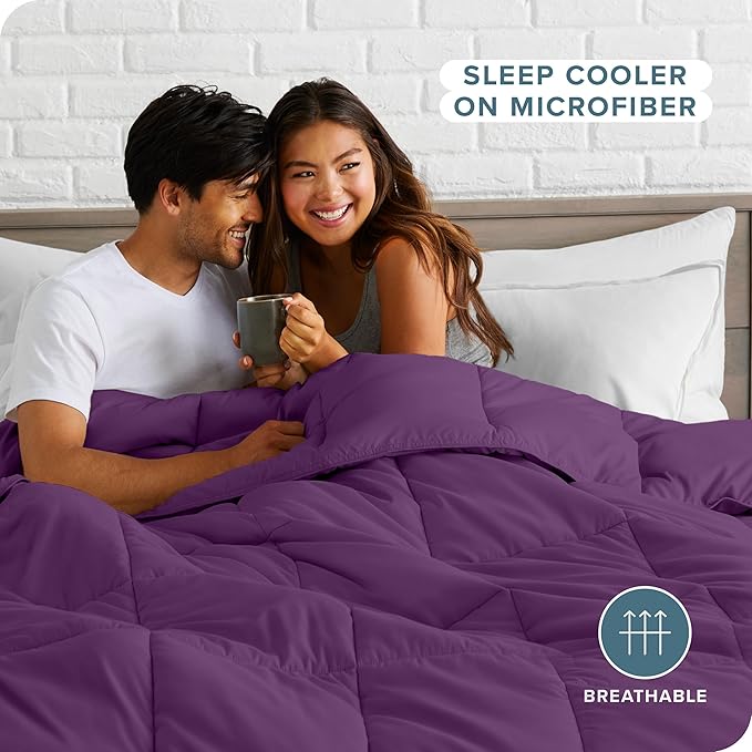 Bare Home Comforter Set - Oversized King Size - Ultra-Soft - Goose Down Alternative - Premium 1800 Series - All Season Warmth (Oversized King, Plum)
