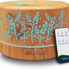 Diffusers for Essential Oils Large Room 600ml,Essential Oil Diffusers for Home with R/C,Cool Mist Humidifier,7 Colors Lights & 3 Mist Mode Waterless Auto Off for Office