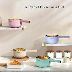 Dezin Electric Cooker, 2L Non-Stick Sauté Pan, Rapid Noodles Cooker, Mini Pot for Steak, Egg, Fried Rice, Ramen, Oatmeal, Soup with Power Adjustment, College Dorm Room Essential