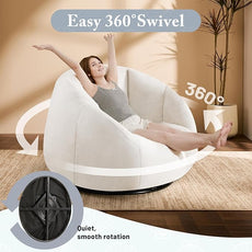 Swivel Giant Bean Bag Chair for Adults - Comfy Plush Round Shell Soft Accent Chair, Oversized Cozy Floor Sofa for Living Room, Bedroom & Game Rooms, Beige