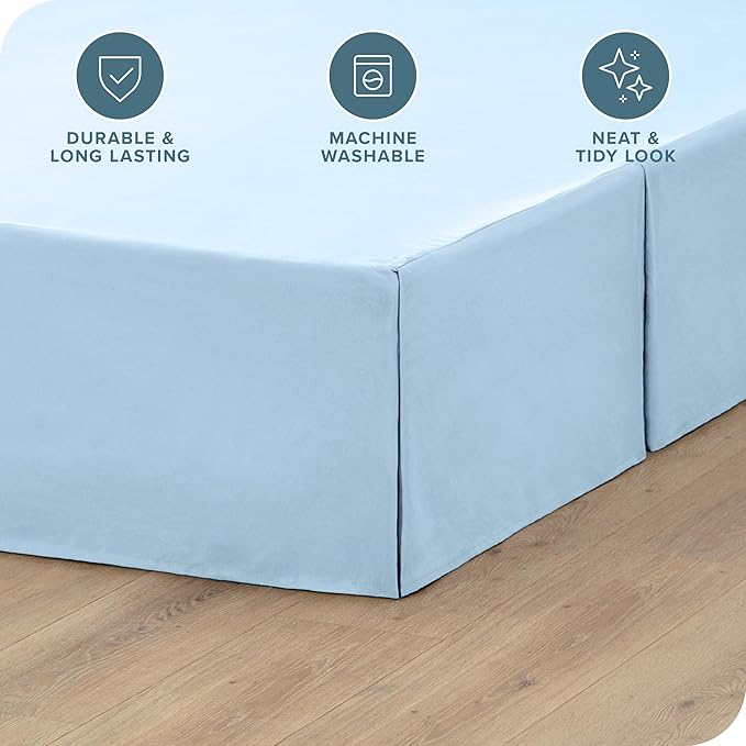 600TC -Dorm Bed Skirt - Split Corner Tailored Dorm Sized Bed Skirt - Dorm Room Essentials - Dorm Bed Skirt 100% Egyptian Cotton - Dorm Décor Bed Skirt Twin XL - 40" Drop (French Blue, Solid)
