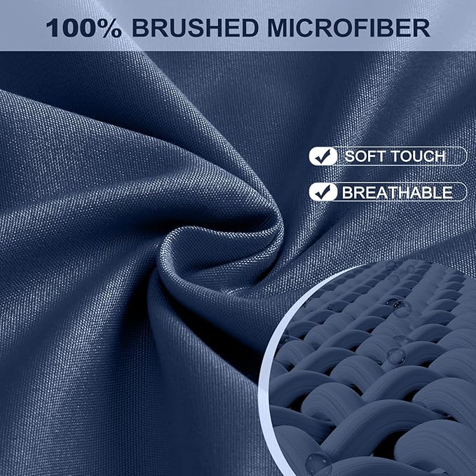 FreshCulture King Fitted Sheet Only - Hotel Quality Fitted Sheet King Size - Ultra Soft & Breathable - Brushed Microfiber - Deep Pocket - Cooling Fitted Sheets for King Size Bed (Navy Blue)