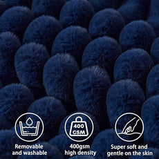 Headboard Pillow + A Long Neck Roll Pillow Body Pillow，Faux Fur Headboard Wedge Pillow with Removable Cover (Blue, King：76x8x20 inches)