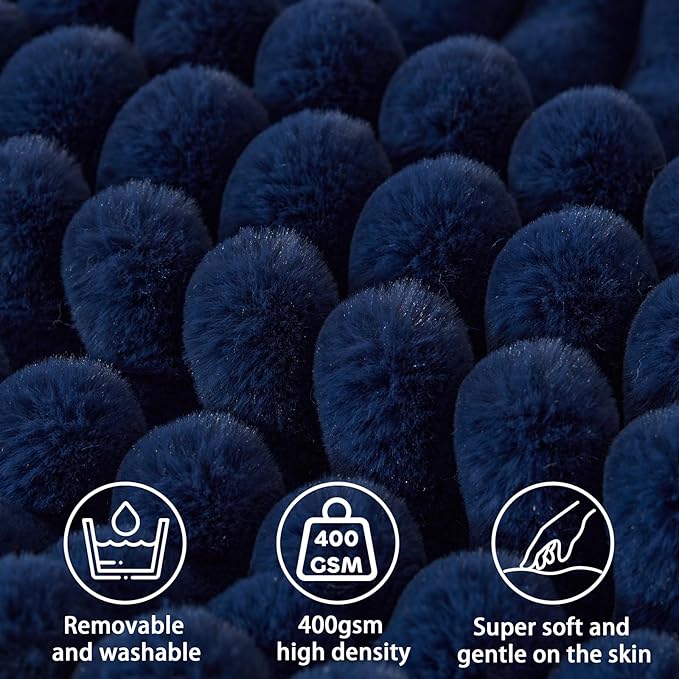 Headboard Pillow + A Long Neck Roll Pillow Body Pillow，Faux Fur Headboard Wedge Pillow with Removable Cover (Blue, King：76x8x20 inches)