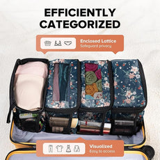 Suitcase Organizer, Travel Luggage Organizer Hanging Shelves Packing Cube Closet/Collapsible Portable Travel Organizer for Carry-on