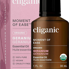 Cliganic Organic Geranium Essential Oil, 100% Pure Natural for Aromatherapy | Non-GMO Verified (Packaging May Vary)