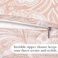 Southshore Fine Living, Inc. Reversible Boho Paisley Duvet Cover Set, Twin/XL – Premium Microfiber Bedding, Easy Care – Includes 1 Twin Duvet Cover and 1 Sham, Machine Washable, Paisley Taupe