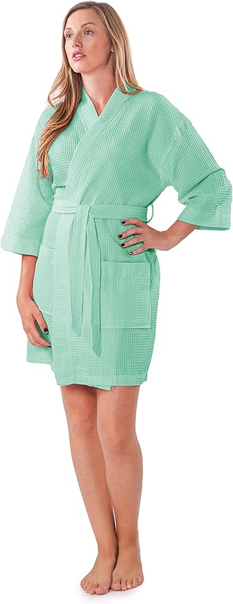 Turquaz Lightweight Short Robes For Women Waffle Kimono Bathrobe - Soft, Fast-Drying, Long-Lasting Cotton Blend