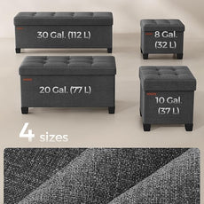 SONGMICS 15 Inches Cube Storage Ottoman, Bedroom Bench with Storage, Foot Stool with Feet, Holds Up to 660 lb, Dark Gray ULSF14GYZ
