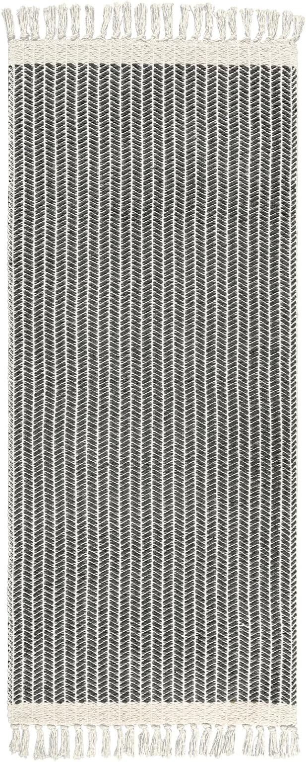 Lahome Boho Bathroom Runner Rug, 2x5 Laundry Room Washable Rugs for Entryway Cotton Grey Area Mat with Tassels, Farmhouse Throw Mats Non Shedding Carpet Runner for Hallway Door