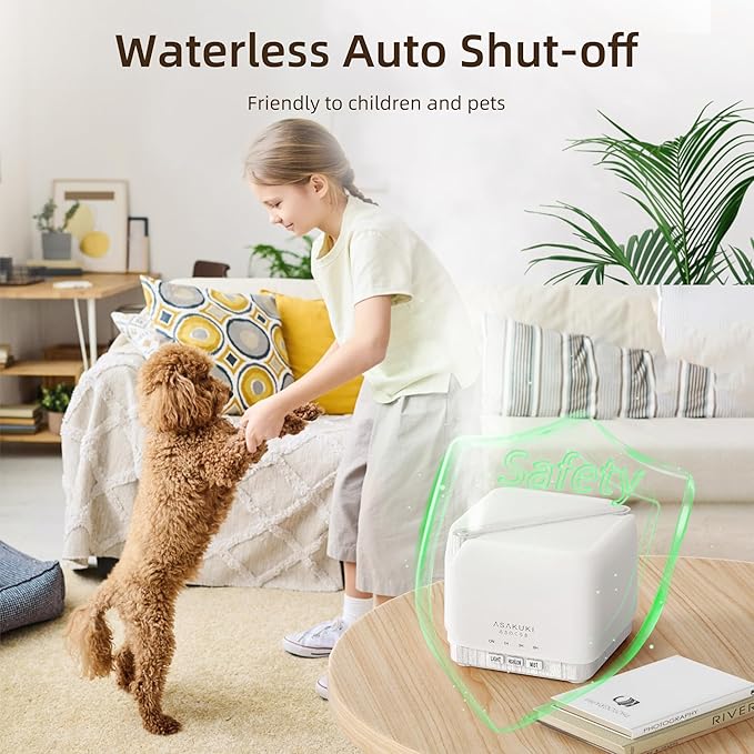 ASAKUKI 700 ml Premium Essential Oil Diffuser, 5 in 1 Ultrasonic Aromatherapy Fragrant Oil Vaporizer Humidifier, Timer and Auto-Off Safety Switch, 7 LED Light Colors