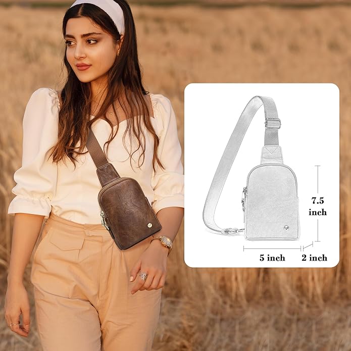 INICAT Travel Small Crossbody Sling Bags Women Cross Body Purses Passport Holder Vegan Leather Fanny Packs Birthday Gifts