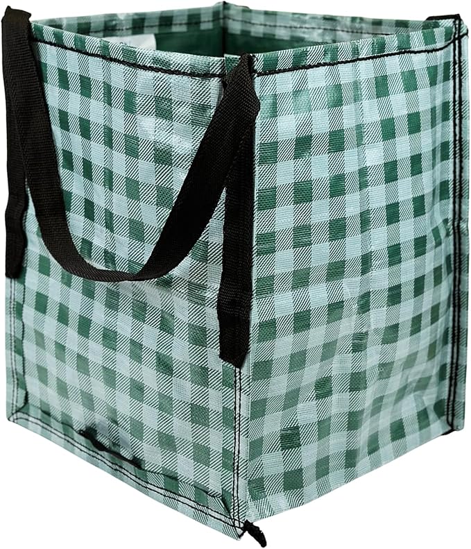 DURASACK Heavy Duty Storage Tote Bag 22-Gallon Rugged Woven Polypropylene Moving Bag, Reusable Self-Standing Design, Holds up to 500 Pounds, Single, Gingham Green