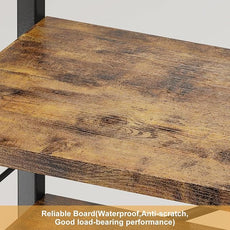 Homeiju Bookshelf, Dorm Desk Hutch, Desk Shelf Organizer, 4 Tier Stackable Bookcase, Adjustable Industrial Book Shelf Storage Organizer for Desktop, Living Room, Bedroom, Office,Rustic Black and Brown