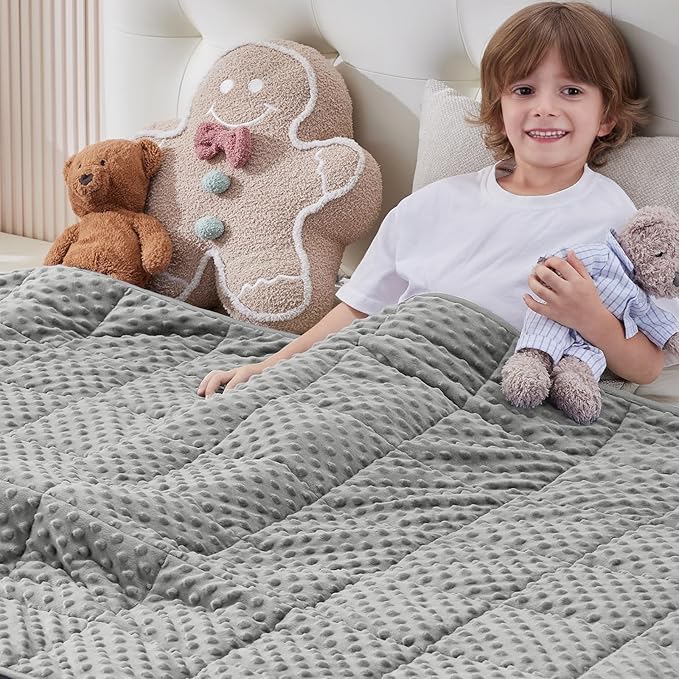 anfie Weighted Blanket Kids(48"x72" 6lbs) Weighted Blanket Cooling Blanket for Sleeping,Throw Size Breathable Blanket with Premium Glass Bead(Grey)