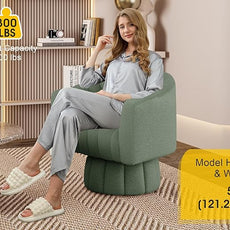 360 Degree Sherpa Swivel Cuddle Barrel Accent Sofa Chairs, Round Teddy Armchairs with Wide Upholstered, Furry Boucle Reading Chair for Living Room, Bedroom, Office, Waiting Rooms (Green)