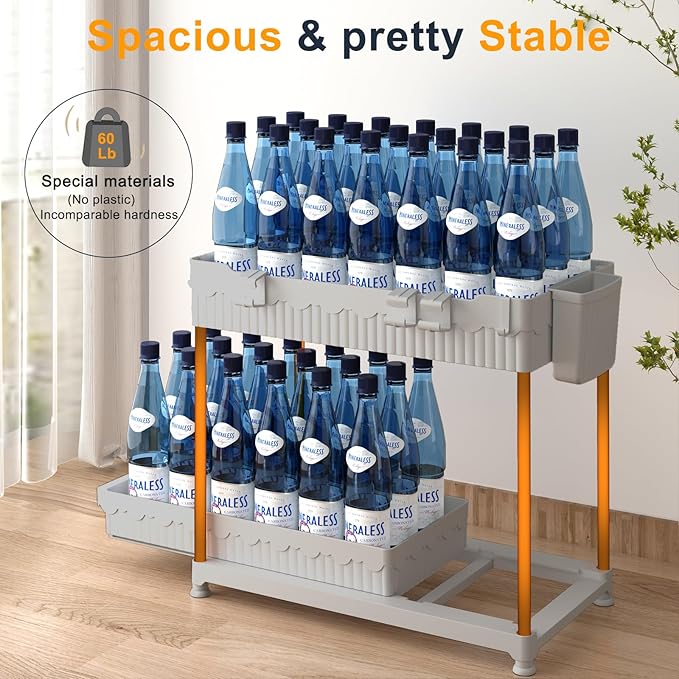 3 Pack Under Sink Organizers, 2-Tier Multi-Use Kitchen and Bathroom Organizers and Storage with Sliding Drawers，Bathroom Cabinet Organizer (Gray, 14.8 Inch)