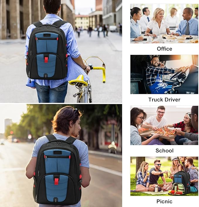 LOVEVOOK Travel Laptop Backpack with Lock and 17 Large Computer Business Work Backpack for Men (Blue-Lunch, 17 inch)