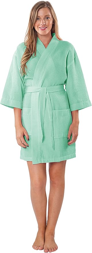 Turquaz Lightweight Short Robes For Women Waffle Kimono Bathrobe - Soft, Fast-Drying, Long-Lasting Cotton Blend