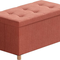 BRIAN & DANY 30 Inches Folding Storage Ottoman Bench, Ottoman with Storage Bench for Bedroom, Living Room, Entryway, Foot Rest with Legs, Orange