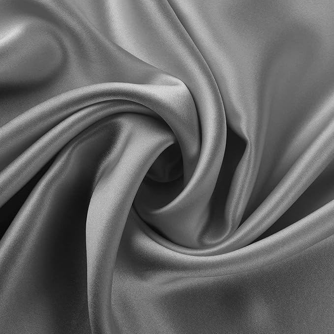 ALASKA BEAR Silk Pillowcase Envelope Closure, 22 Momme 100 Percent Long Overlap Sleeve Mulberry Silk Pillow Case Foldover Design, Machine Washable and NO Zipper, King (1, Iron Grey)