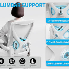 White Office Chair for Big and Tall People - 400lbs Wide Seat Computer Desk Chair Gaming Ergonomic High Back Cushion Lumbar Support with Comfy Mesh Swivel Rolling Home Task Chair