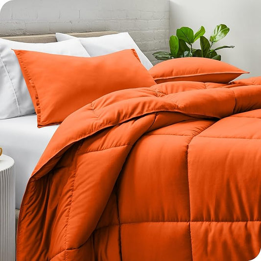 Bare Home Comforter Set - Full Size - Ultra-Soft - Goose Down Alternative - Premium 1800 Series - All Season Warmth (Full, Orange)