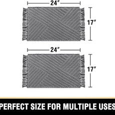 H.VERSAILTEX Waffle Bath Mat Super Absorbent Boho Bath Mat Non Slip Bath Rugs for Bathroom Floor Machine Washable Dry Fast Bathroom Rugs with Tassels (17 x 24 Plus 17 x 24 Inches, Gray)