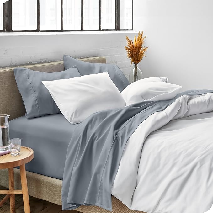 Bare Home Full Extra Long Sheet Set - 1800 Ultra-Soft Microfiber Full XL Bed Sheets - Double Brushed - Deep Pockets - Easy Fit - 4 Piece Set - Bed Sheets (Full XL, Steel Blue) BareHome