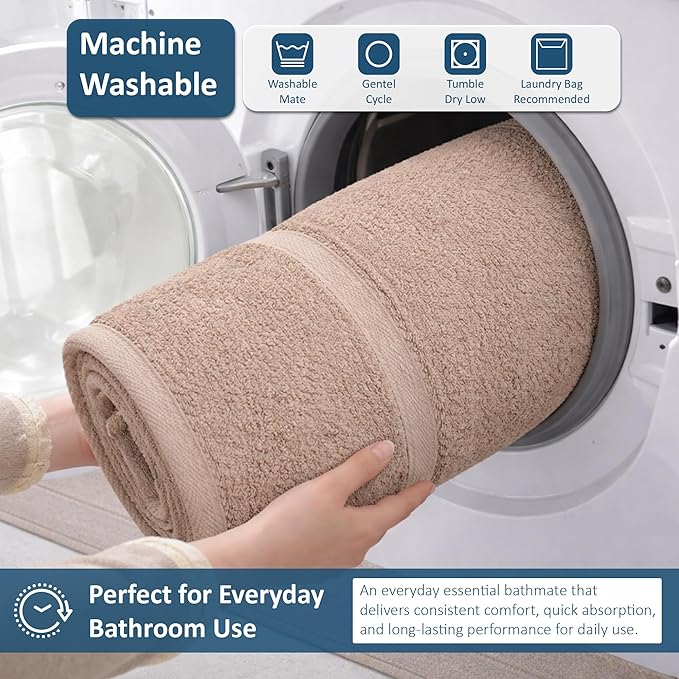 Rajlinen Cotton Bath Mat 2 Pack 23x36-100% Cotton 500 GSM Highly Absorbent Hotel Spa Bathroom Floor Mats, Aesthetic Acron Bath Mat Towels, Machine Washable Shower/Bathtub Rugs
