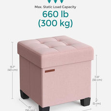 SONGMICS Storage Ottoman, Small Ottoman Foot Rest with Legs, 15 x 15 x 15.7 Inches Foot Stool, Load up to 660 lb, for Living Room, Bedroom, Dorm, Jelly Pink ULSF014P01