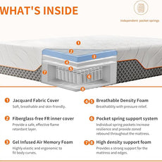 ESHINE King Adjustable Bed Frame with 12 Inch Mattress(Medium), Memory Foam Hybrid Matt, Phone Control, Wireless Remote, 5 Minutes Installation, Head and Foot Incline, 2000 Series