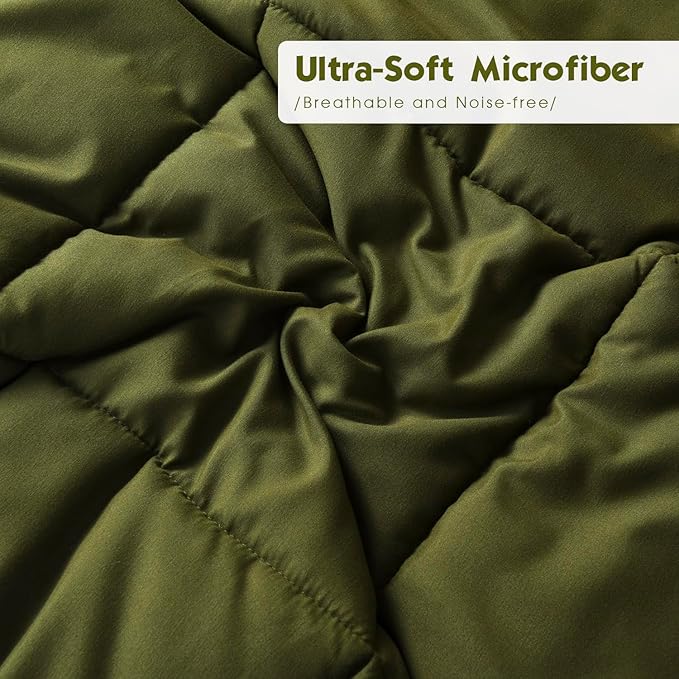 HIG 3pc Olive Green King Size Comforter Set - All Season Reversible Down Alternative Comforter with Two Shams - Quilted Duvet Insert with Corner Tabs - Box Stitched - Breathable, Soft, Fluffy