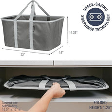 CleverMade Collapsible Laundry Tote - Charcoal Gray 2-Pack 50L - Foldable Storage Organization Container for Clothes Laundry Room Storage Solution