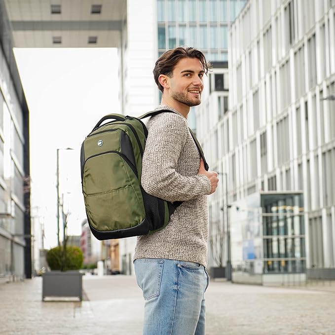 Swissdigital Design Business Laptop Backpack, College Laptops Backpack with USB Charging Port for Men and Women Fits 16 Inch Notebook, Olive | SD1670-26