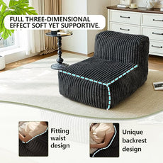 Premium Beige Bean Bag Chair for Adults with Armrest- Ultra Plush Memory Foam Lounge Sofa & Comfy Reading Nook Chair for Bedroom, Living Room & Dorm (White, MoFa)