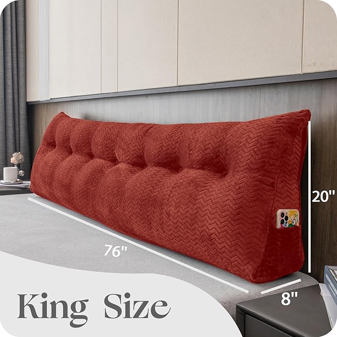 Large Bolster Triangular Headboard Wedge Backrest Positioning Support Bed Rest Reading Pillows Headboard Wedge Pillows for Day Bed with Removable Cover