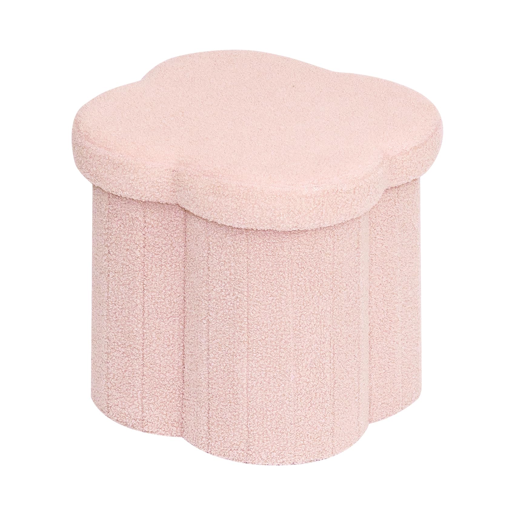 B FSOBEIIALEO Storage Ottoman Cube, Flowers Shaped Ottomans with Storage Foot Stool Footrest for Lving Room, Boucle Ottoman Seat for Dorm Room,Faux Teddy Fur,White 12.6"x12.6"x12.6" Dormly