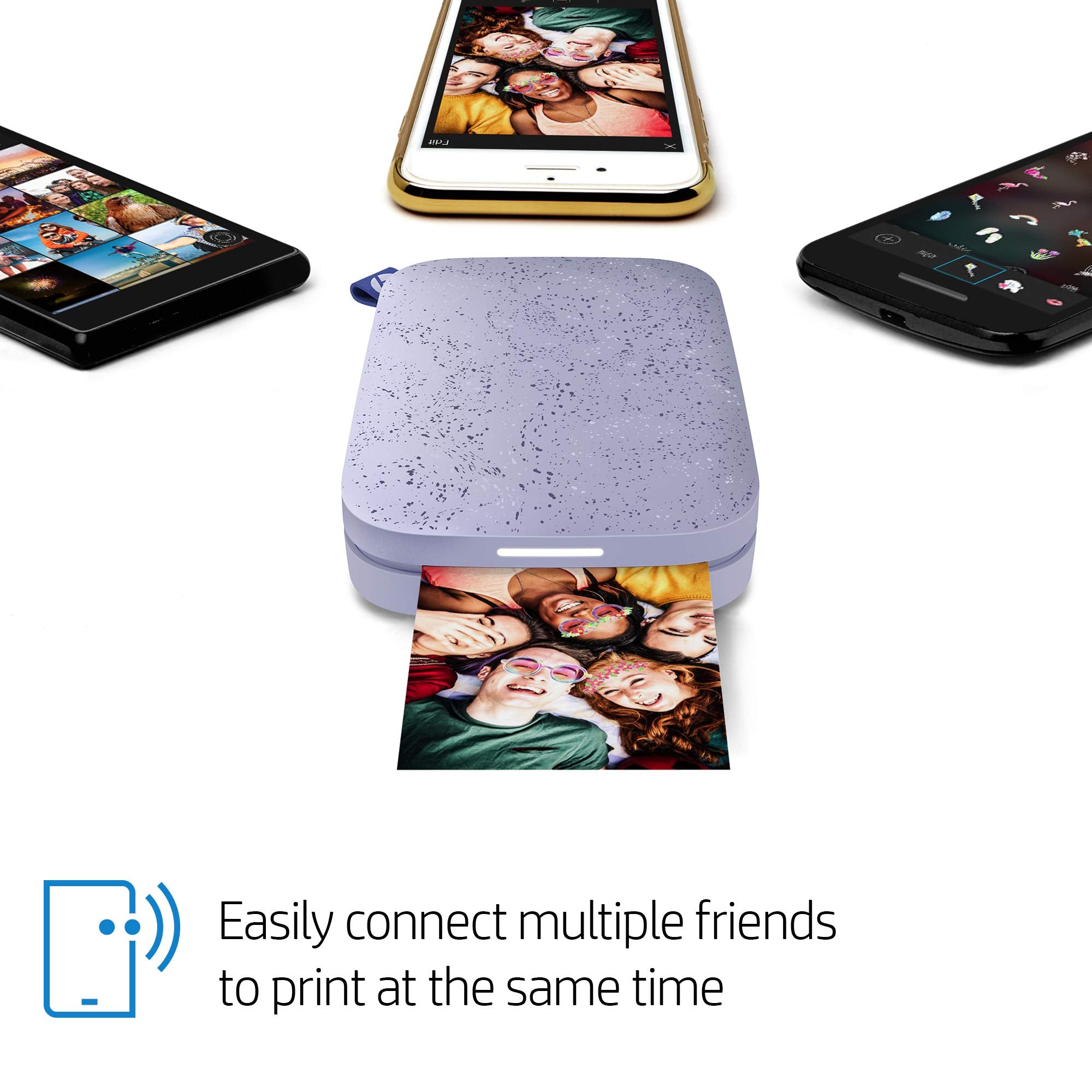HP Sprocket Portable 2x3 Instant Photo Printer (Lilac) Print Pictures on Zink Sticky-Backed Paper from Your iOS & Android Device.