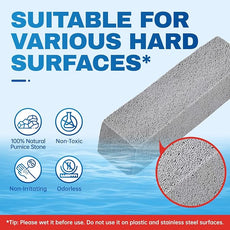 Vacplus Toilet Brush - Toilet Bowl Cleaners with Extra Long Handle, 100% Pumice Stone for Toilet Cleaning, Remove Limescale, Rust, Cleaning Supplies for Toilet, Pool, Bathroom, Sink, 2 Pack