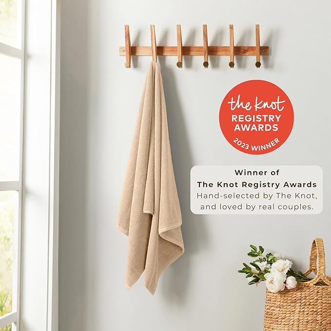 Great Bay Home 100% Cotton 6 Pack 26x16 Hand Towel Set - Absorbent, Quick-Drying, Durable Towels for Bathroom Decor - Low-Twist, Two-Ply Fibers (Taupe)