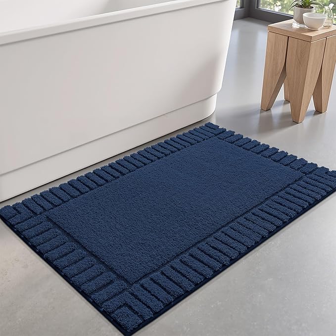 LUMI Bathroom Rugs Non Slip with Rubber Backing, Extra Soft Plush Microfiber Bath Rug Absorbent, Machine Washable Bath Mat Quick Dry for Tub, Shower, Hotel, Blue, 24"x43"