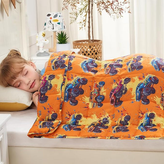 yescool Truck Car Weighted Blanket 3 Pounds Cooling Weighted Lap Blanket, Heavy Blanket for Sleeping, Breathable Weighted Throw Blanket Gift for 20-40lbs, 36"x48"